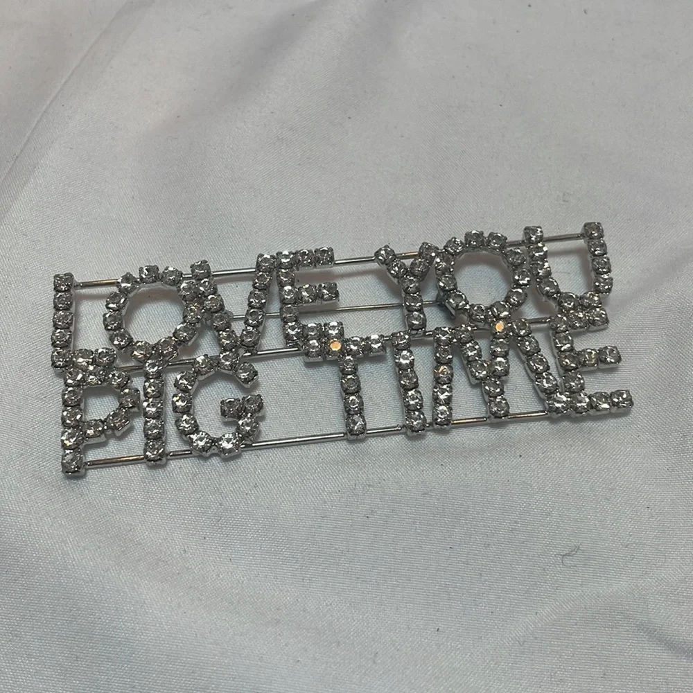 Vintage Pig Rhinestone Brooch